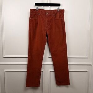 Levis 511 Skinny Corduroy Pants Mens 38x32 Rust Orange Burnt Sienna Cords